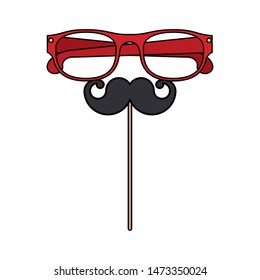 party mask fun decoration vintage classic moustache with glasses cartoon vector illustration graphic design