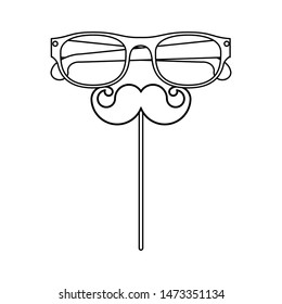 party mask fun decoration vintage classic moustache with glasses cartoon vector illustration graphic design