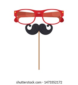 party mask fun decoration vintage classic moustache with glasses cartoon vector illustration graphic design