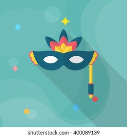 Party mask icon , Vector flat long shadow design.