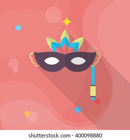 Party mask icon , Vector flat long shadow design.