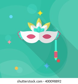 Party mask icon , Vector flat long shadow design.