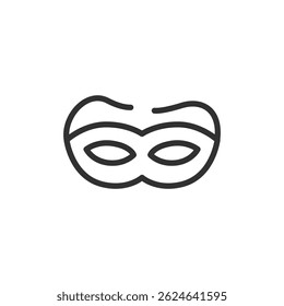 Party mask, linear icon. Decorative face cover for celebration or costume event. Line with editable stroke.