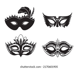 party mask silhouette vector set