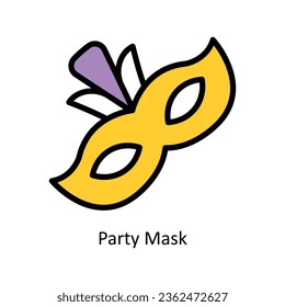 Party Mask vector Filled outline Icon Design illustration. Event Management Symbol on White background EPS 10 File
