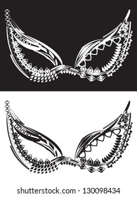 Party masks in black and white colors