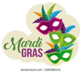 party masks with mardi gras celebration