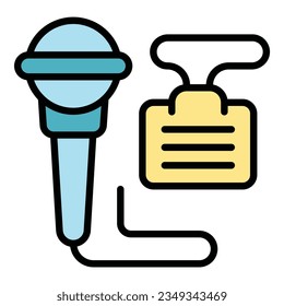 Party microphone icon outline vector. Wedding event. Ceremony gift color flat