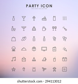 party minimal line icons on gradient background
