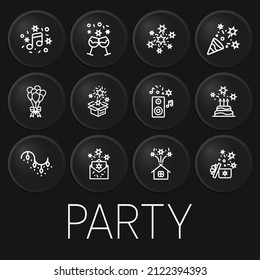 Icono vectorial mínimo en botón 3D aislado en fondo negro. Vector Premium
