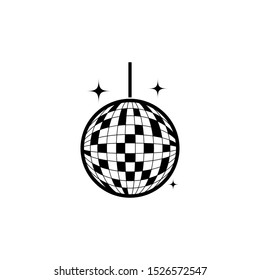 Party Mirror Disco Ball. Flat Vector Icon illustration. Simple black symbol on white background. Party Mirror Disco Ball sign design template for web and mobile UI element
