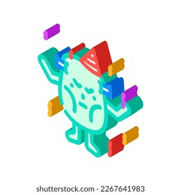 Partymonster außerirdischer isometrischer Icon Vektorgrafik. Partymonster-Alien-Schild. einzelne Symbolillustration