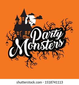 Party monster in retro concept design celebration invitation. Illustrator. EPS 10