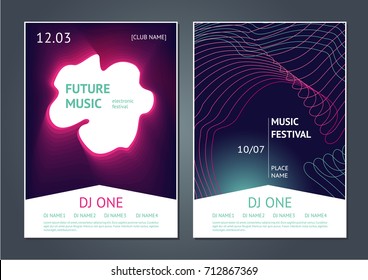 Party music posters design. Future electronic sound. Modern art style. Dance festival