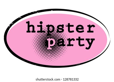 party music stamp for a night club or bar, hipster party seal with retro pop design