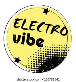 party music stamp for a night club or bar, hipster party seal with retro pop design