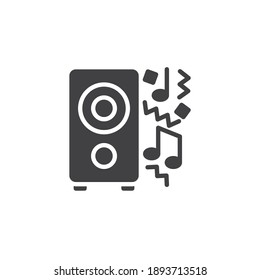 Party Musik Vektorsymbol. volles Flachzeichen für mobiles Konzept und Webdesign. Audio-Lautsprecher und Musik-Noten-Glyph-Symbol. Symbol, Logo-Abbildung. Vektorgrafik