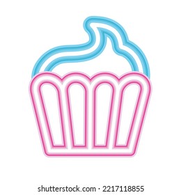 party neon cupcake icon isolated flat