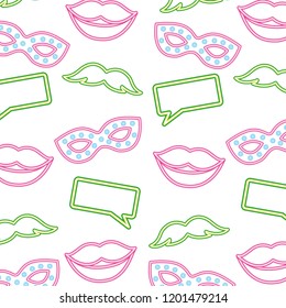 party neon night lips mustache speech bubble background