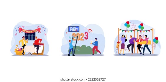 Party of the New Year Flat Bundle Design