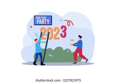 Partei des Neujahrsflaechen Designs