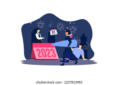Party New Year Flat Design
