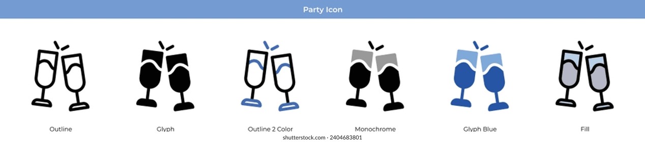 Party New Year Icon Set Vektor