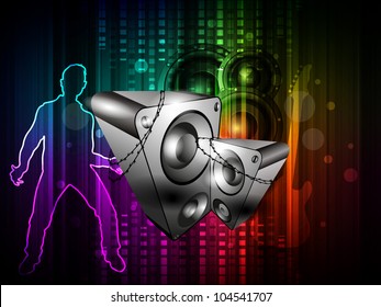 Party night background with dancing people silhouette and speakers, can be use as flyer, banner or poster for discotheque, party and other events. EPS 10. Vector illustration