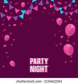 party night with balloons helium poster