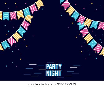 party night banner with garlands poster