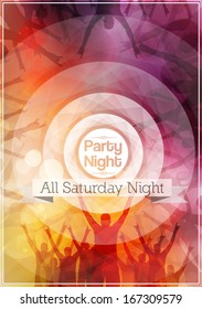Party Night Flyer Template - Vector Illustration