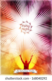 Party Night Flyer Template - Vector Illustration