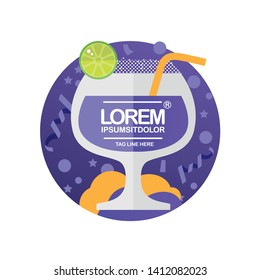 'Party' or 'night life' or 'bar' type Logo Vector with dummy text and blue purple based color.