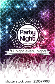 Party Night Poster Background Template - Vector Illustration