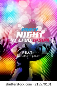 Party Night Party Poster Template with Abstract Background - Vector Illustration