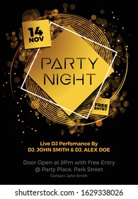 Party Night Vector Flyer, Poster and Banner Template design for club Party invitation and celebration.