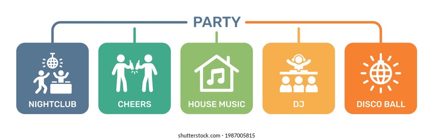 Party nightlife icon vector set. Vector illustration. Music festival concept.