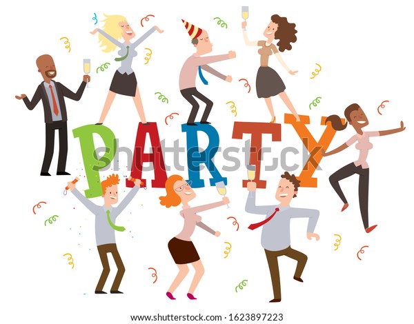 Party Office Vector Illustration Typography Poster Stock Vector Royalty Free 1623897223 6233