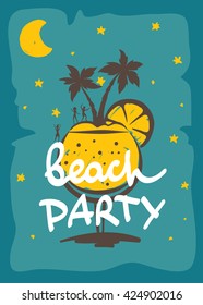 Party on the beach Funny abstract background with a cocktail and dancing people