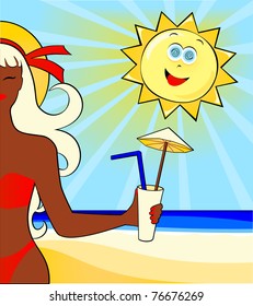 Party on the beach, vector image