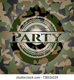 Party on camouflaged texture