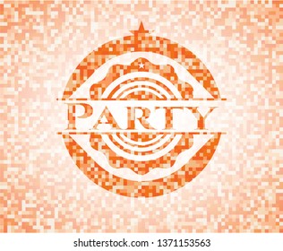 Party orange mosaic emblem