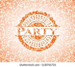Party orange mosaic emblem with background