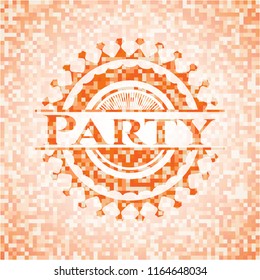 Party orange mosaic emblem with background