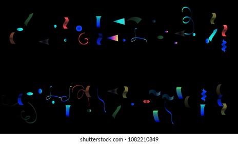 Party Ornament Tinsel Vector Foil Confetti. Bang Foil Frame Particles Explosion, Blast, Burst, New Year, Christmas, Birthday Celebration. Winter Holidays Red, Green Gradient Tinsel Confetti