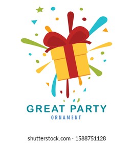 party ornaments with colorful spills. good for party decorations, social media, weddings, websites, brochures, flyers, and more