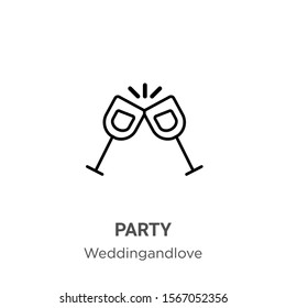 Party outline vector icon. Thin line black party icon, flat vector simple element illustration from editable birthday and party concept isolated on white background