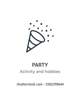 Party outline vector icon. Thin line black party icon, flat vector simple element illustration from editable activities concept isolated on white background