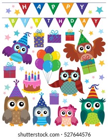 Party owls theme set 1 - eps10 vector illustration.