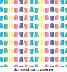 Party paper cups seamless pattern on white background